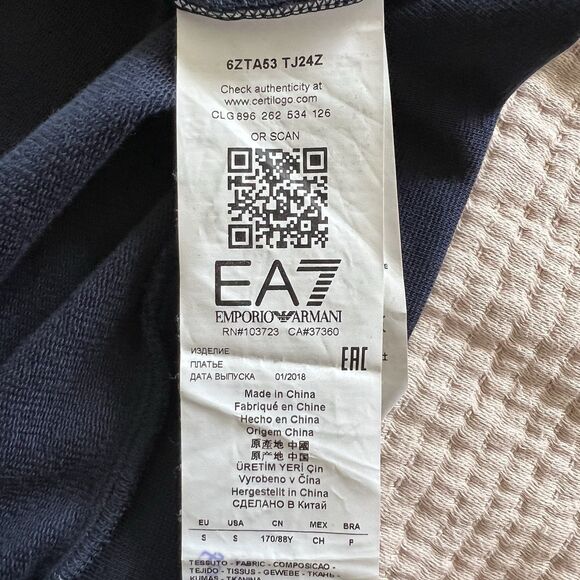 EMPORIO‎ ARMANI EA7 Hoodie Sweatshirt Dress Women Small Jersey Navy Blue Luxury - Picture 9 of 14